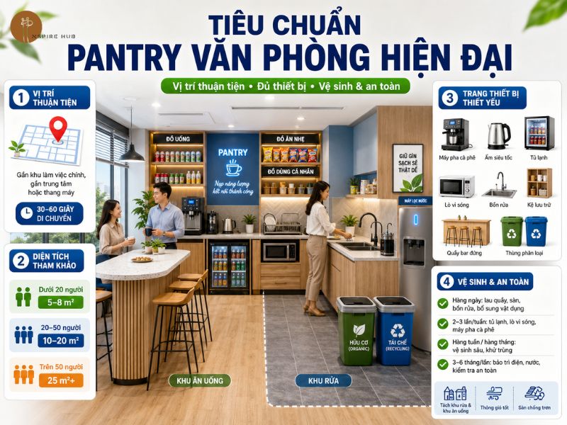 Một số tiêu chuẩn của pantry trong văn phòng