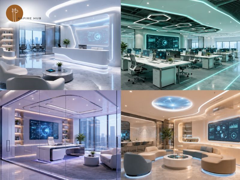 Thiết kế phong cách công nghệ cho văn phòng cho thuê