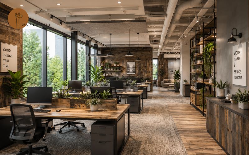 Office using recycled materials