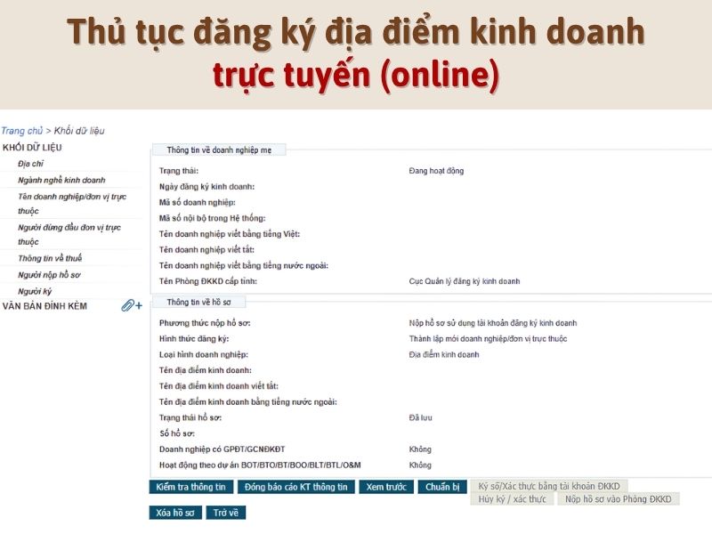 Thủ tục đăng ký địa điểm kinh doanh trực tuyến