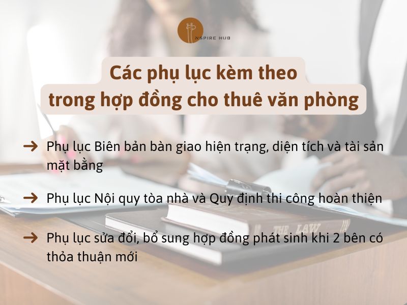 Các phụ lục kèm theo trong hợp đồng